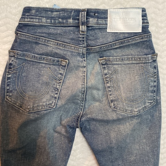 True Religion Halle High Rise super Skinny Light Blue Distressed Jeans SZ 24 - Picture 7 of 14
